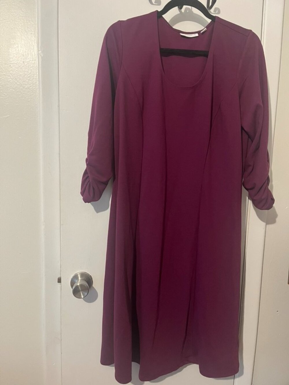 SUSAN GRAVER Wine Color Long Sleeve Dress SZ L